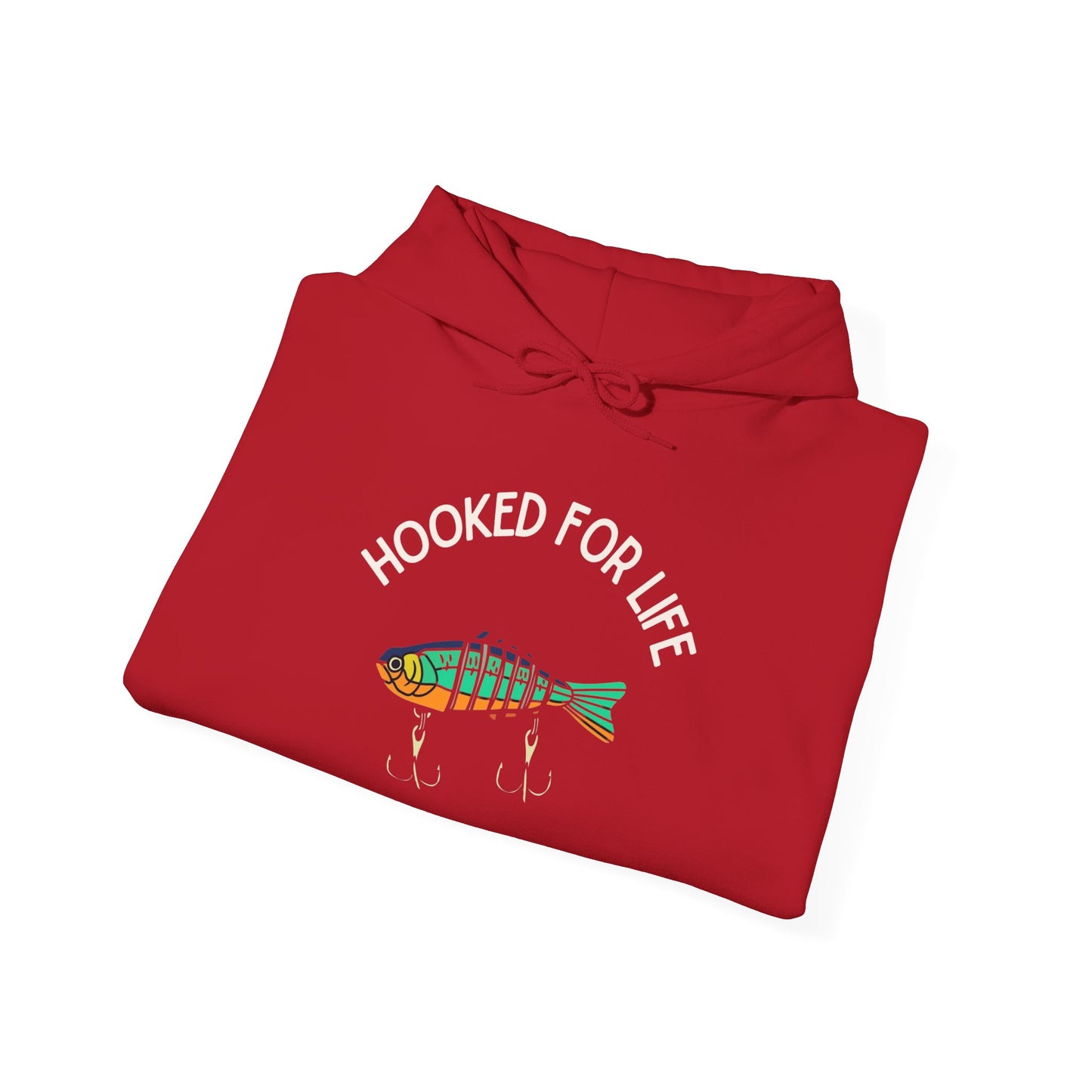 Hooked For Life Fishing Graphic Hoodie Heavy Blend Sweatshirt NEW
