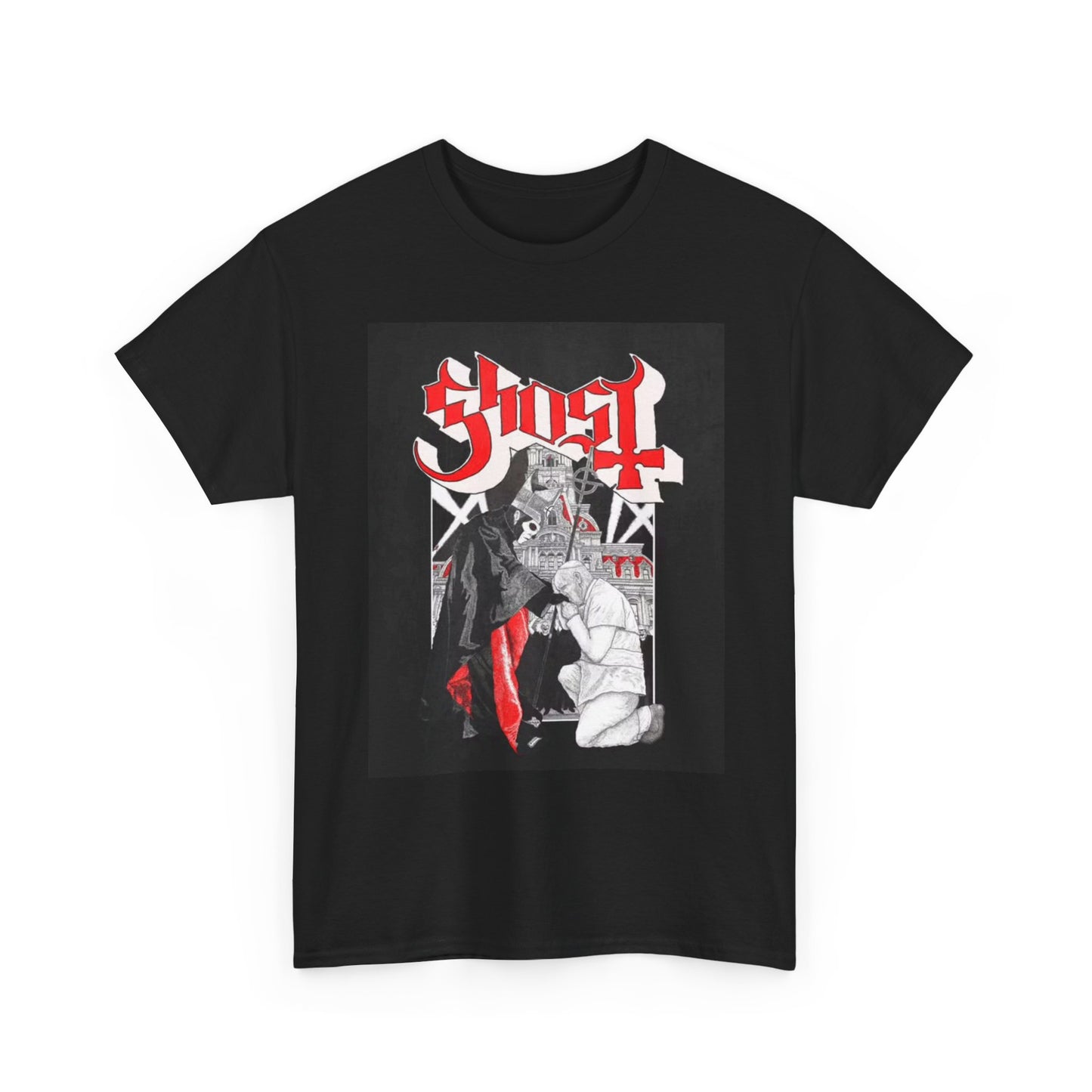 Ghost T-shirt here’s papa vintage style metal rock retro Unisex Heavy Cotton Tee