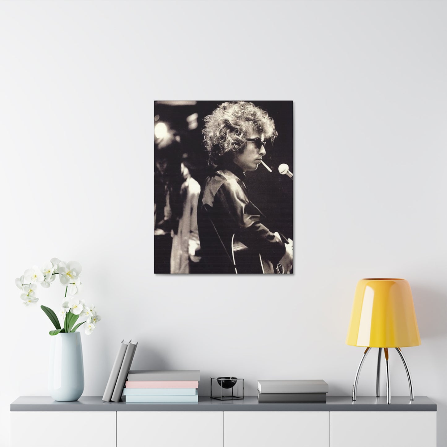 Bob Dylan Photographed On Stage Framed Stretched Canvas READY TO DISPLAY