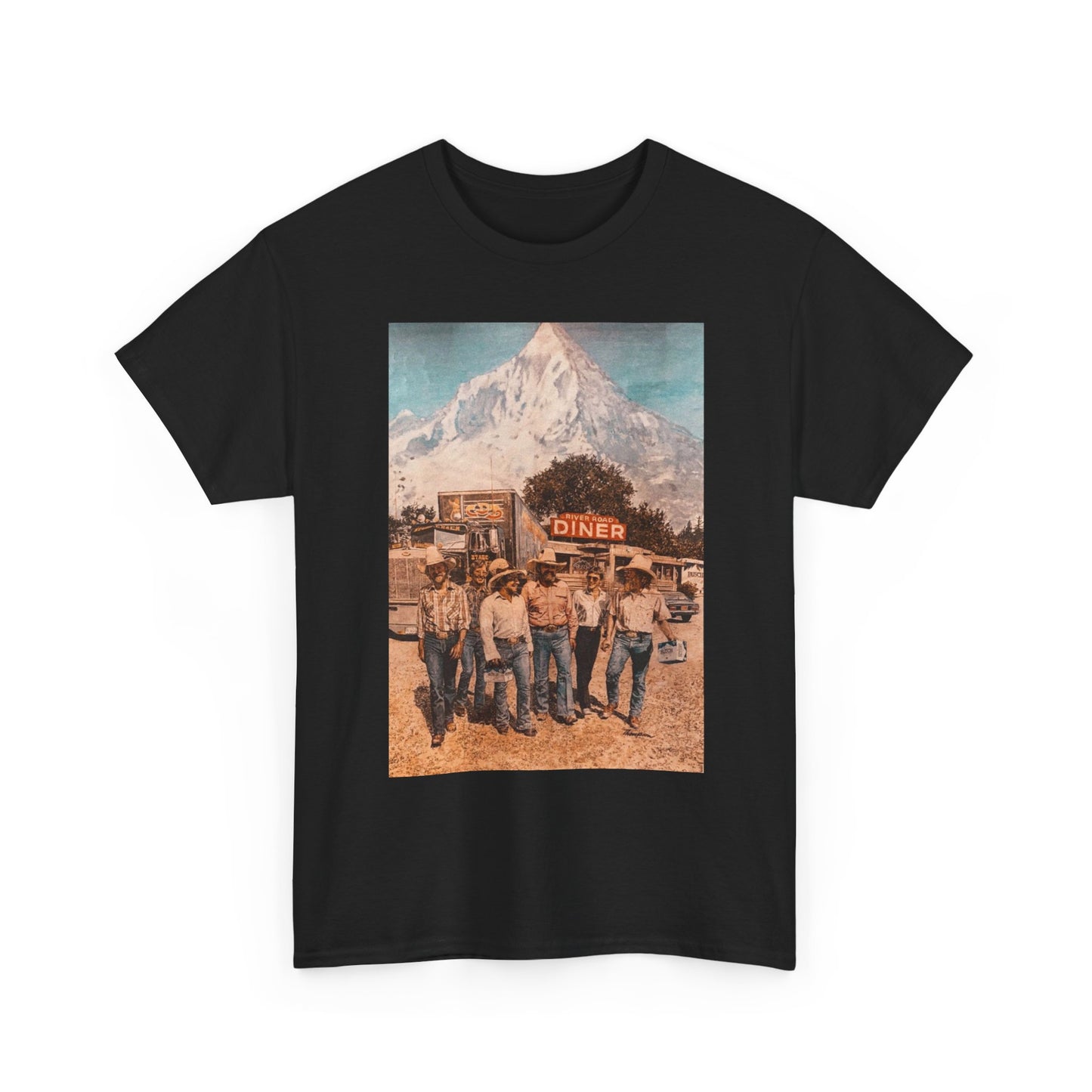 Vintage Busch Beer Poster Mountains Graphic T Shirt Unisex Heavy Cotton Tee Gift