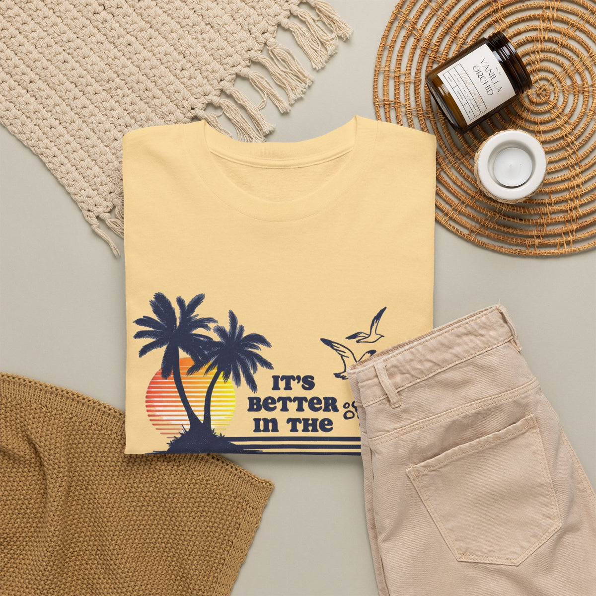 Bahamas Palm Tree Sunset Graphic T-Shirt Men's Graphic Tee