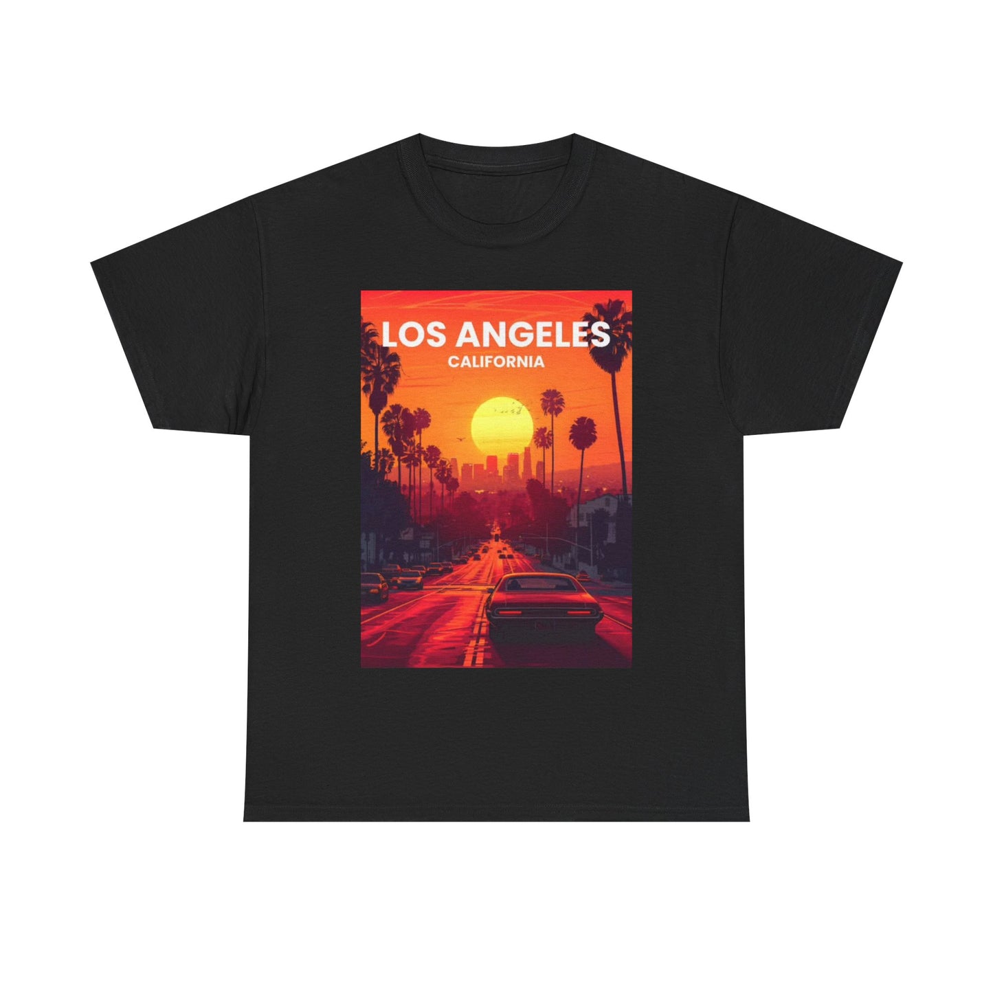 Los Angles Tshirt California Sunset graphic Painting Unisex Heavy Cotton Tee