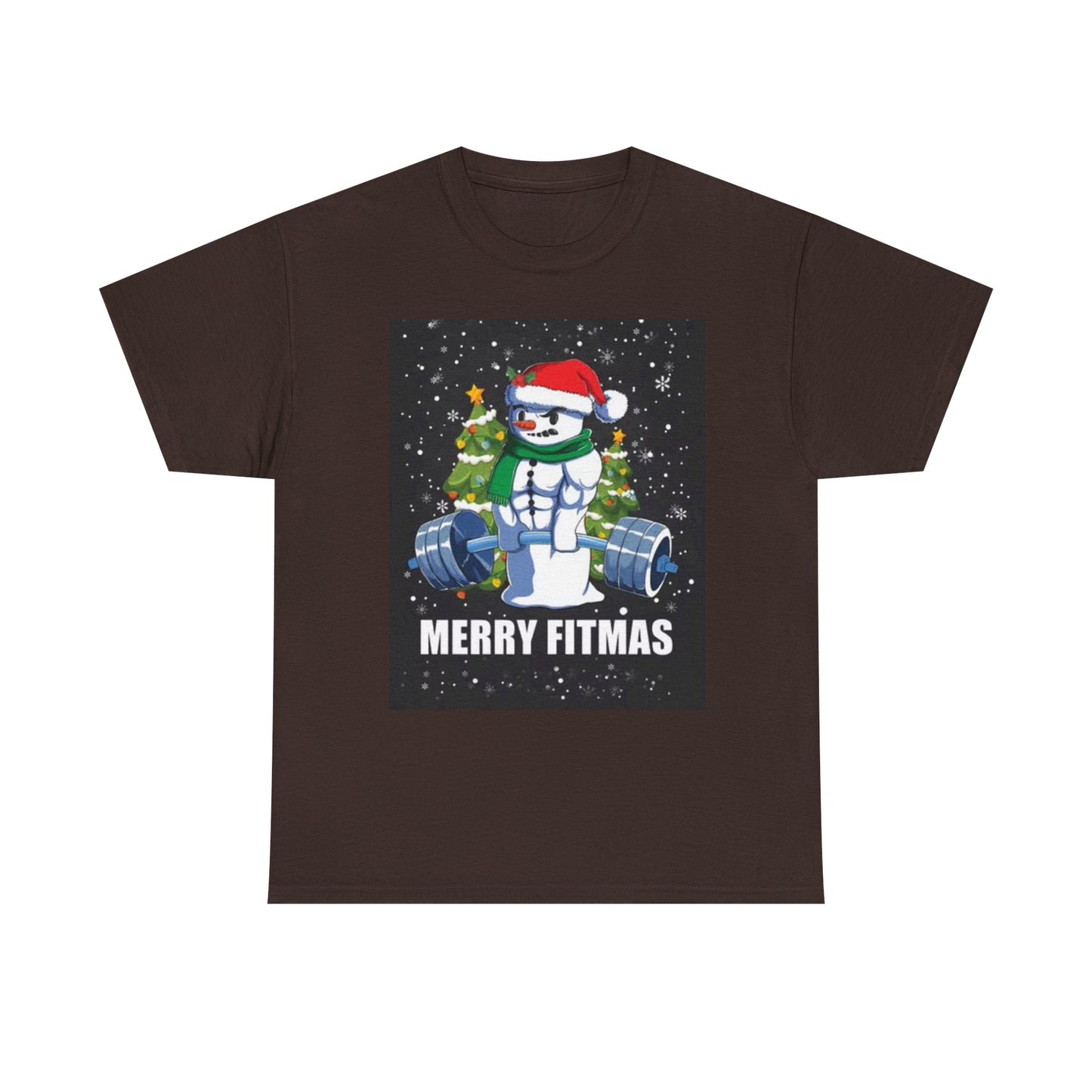 Merry Fitmas Shirt Funny Gym Snowman Christmas Gym Unisex Heavy Cotton Tee