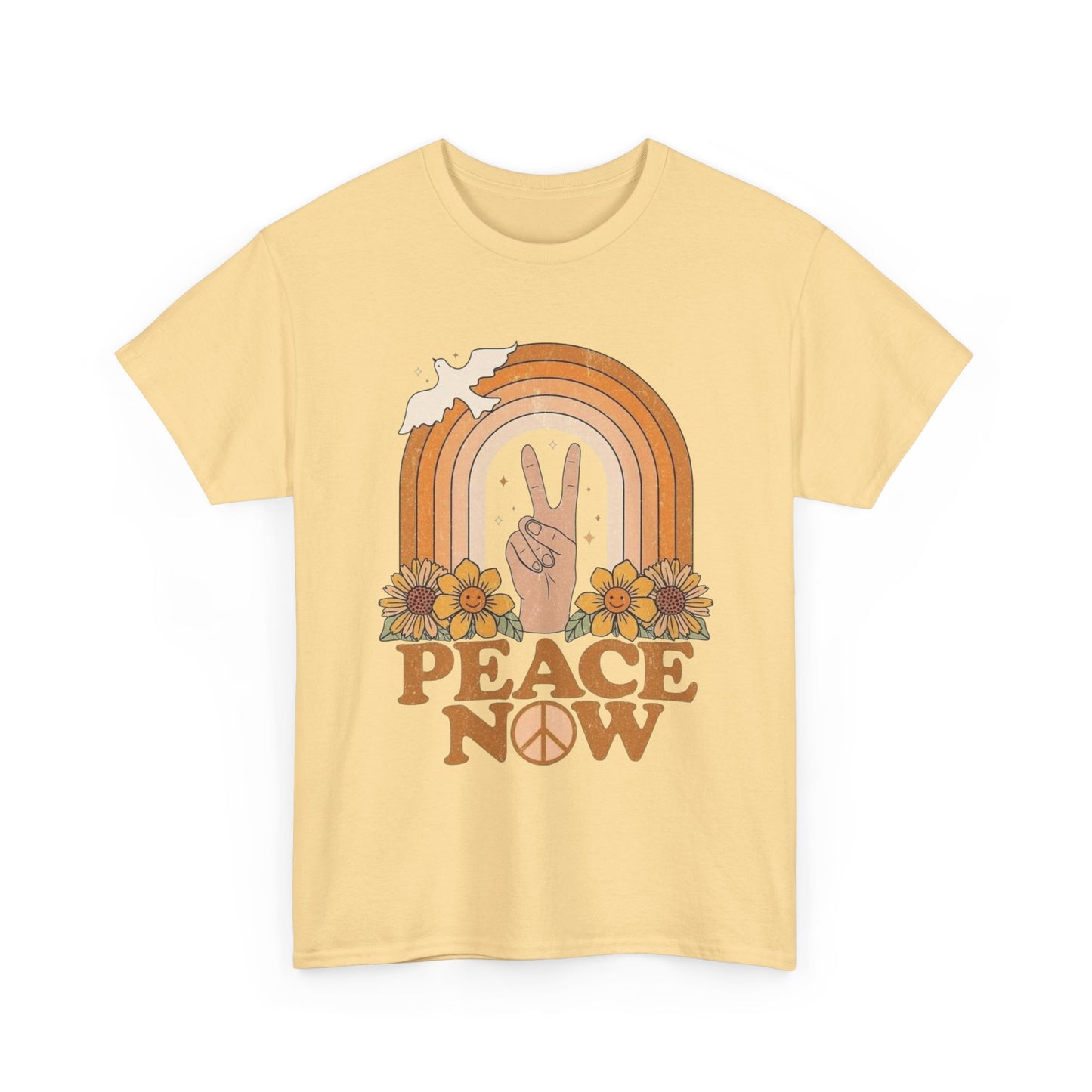 Peace Now Hippie Vibes Graphic T Shirt Unisex Heavy Cotton Tee