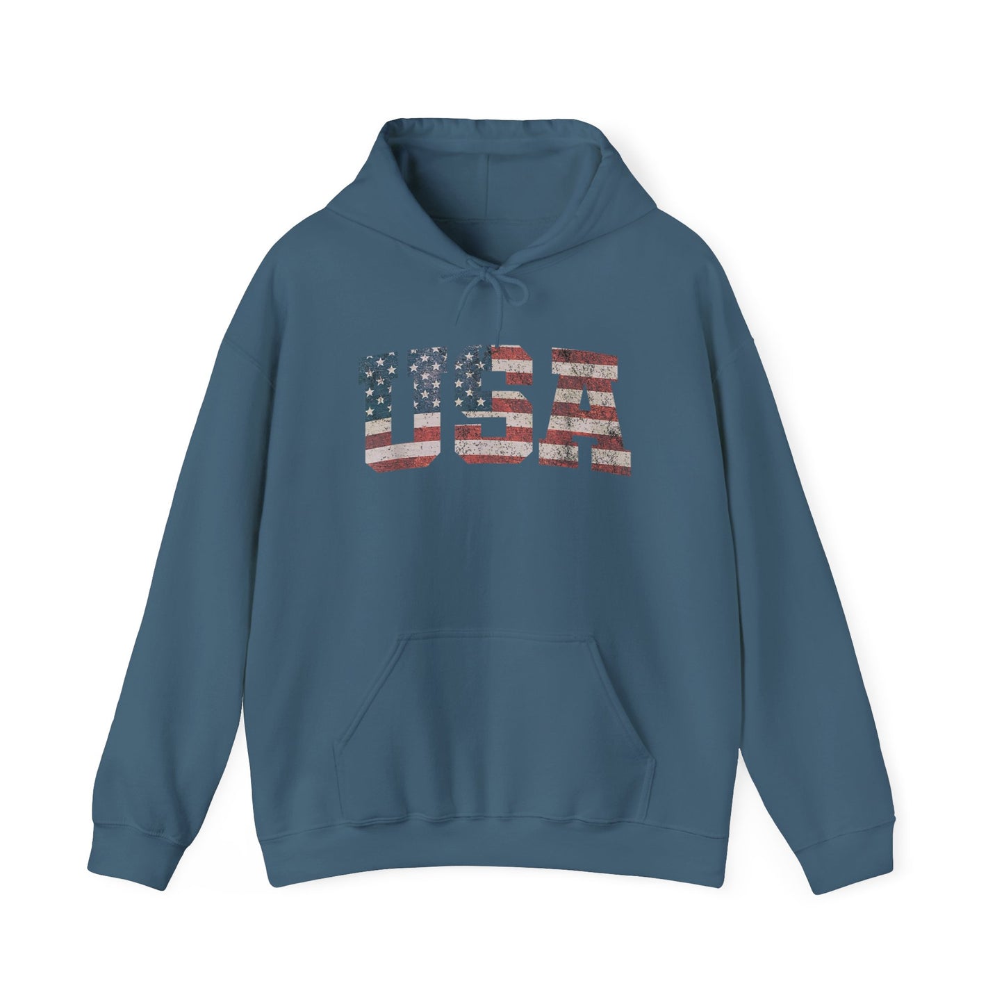 USA American Flag Retro Graphic Hoodie Men's Heavy Blend™ Hooded Sweatshirt