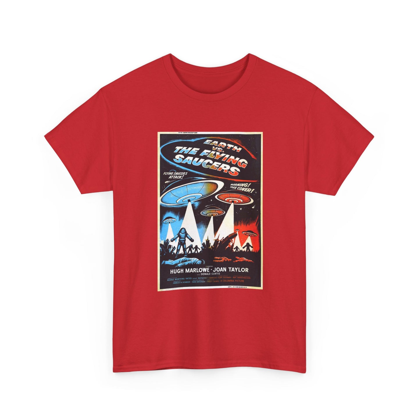 Earth vs Flying Saucers Tshirt Vintage Movie Poster Unisex Heavy Cotton Tee