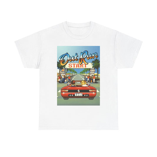 Out Run Video Game Tshirt Vintage Ps2 Retro Gaming Gamer Unisex Heavy Cotton Tee