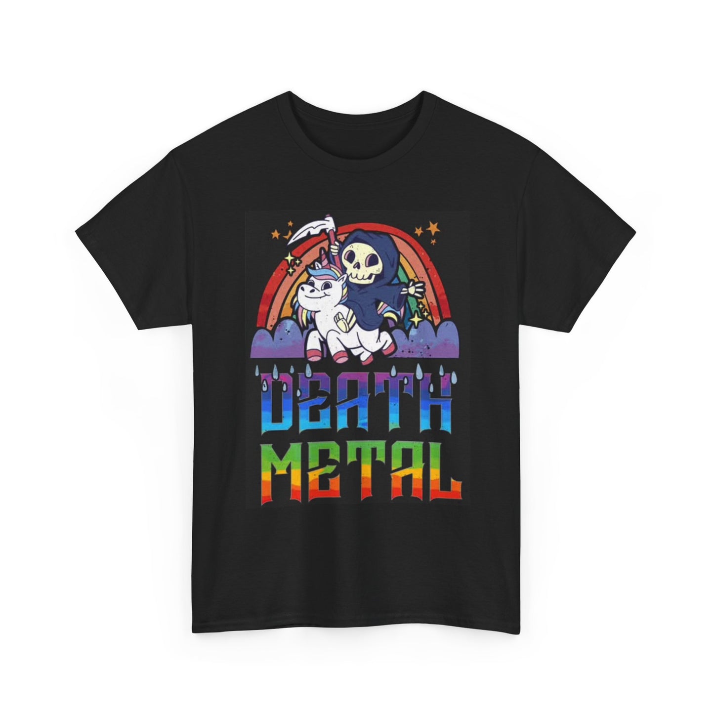 Vintage Death Metal Funny T Shirt Retro Rock Music Rainbow Unisex Heavy Cotton