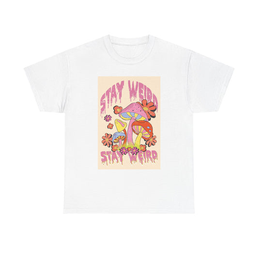 Trippy Mushroom Hunter Tshirt Mystical Graphic Vibe Unisex Heavy Stay Weird