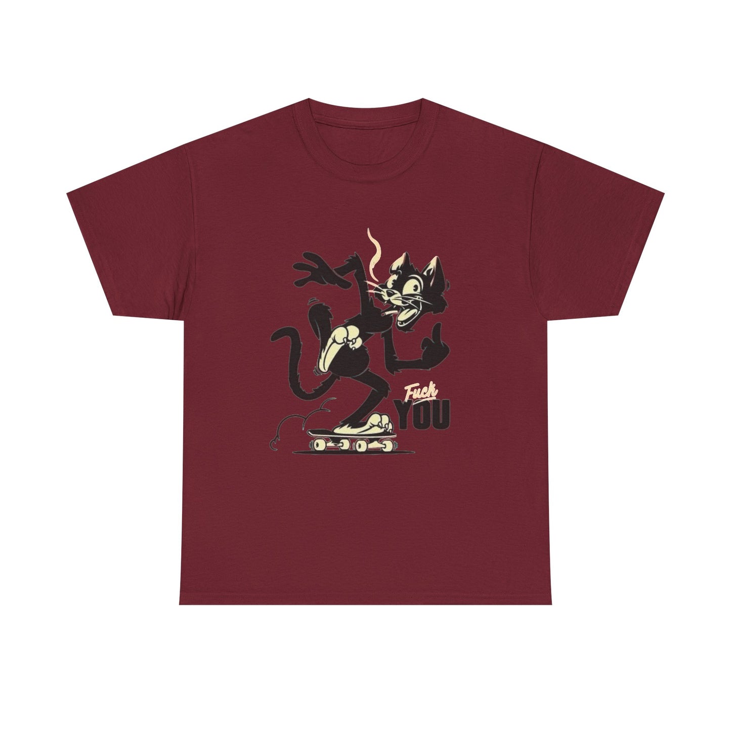 Funny Cat Middle Finger Graphic T Shirt NEW Vintage Unisex Heavy Cotton Tee