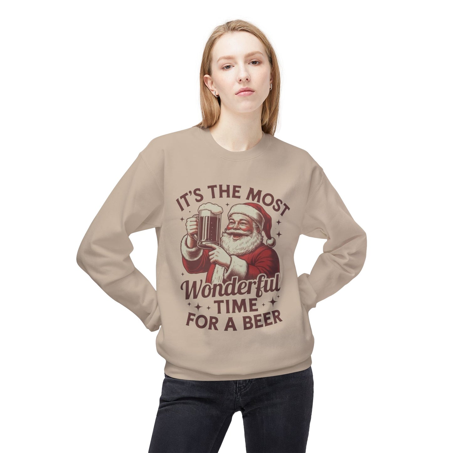 Christmas Beer Sweater NEW Unisex Fleece Crewneck Sweatshirt Funny NEW