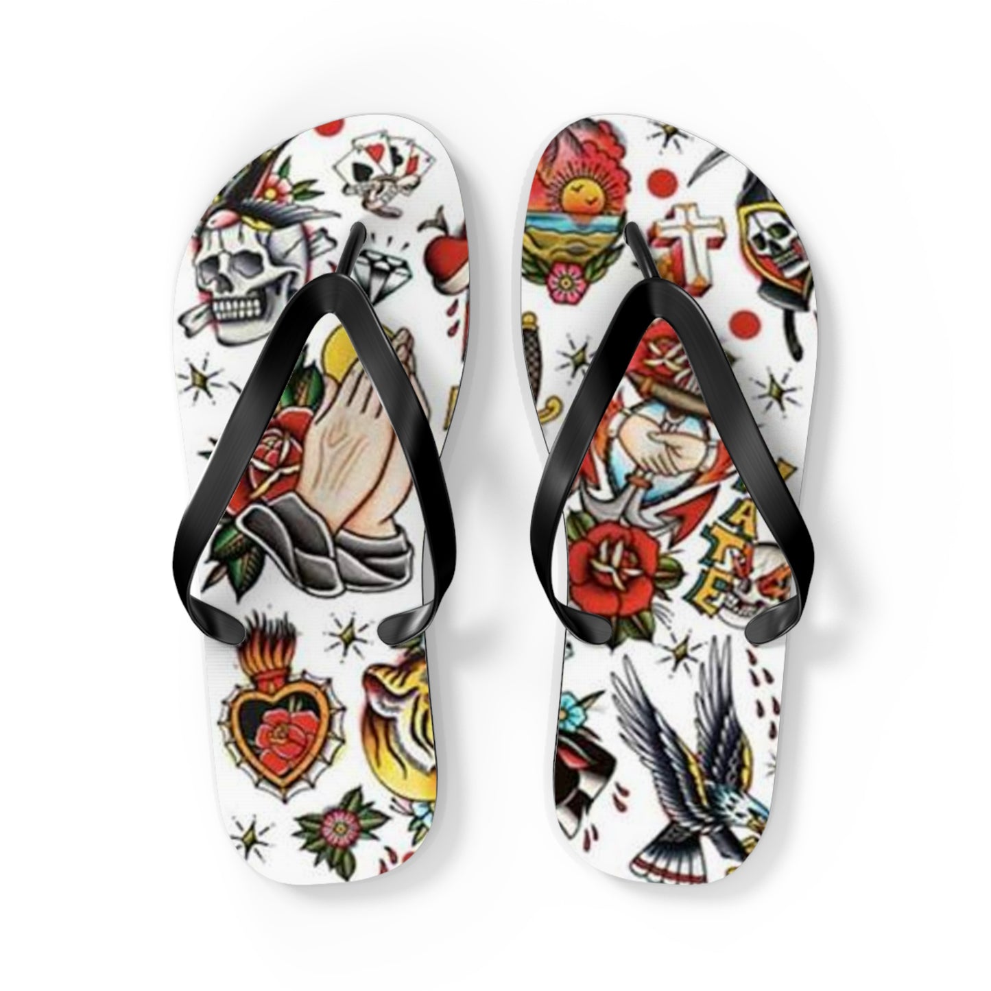 Sailor Jerry Navy Tattoos Sandals, Beach Shoes, Vacation Flip Flops, Pool Slides