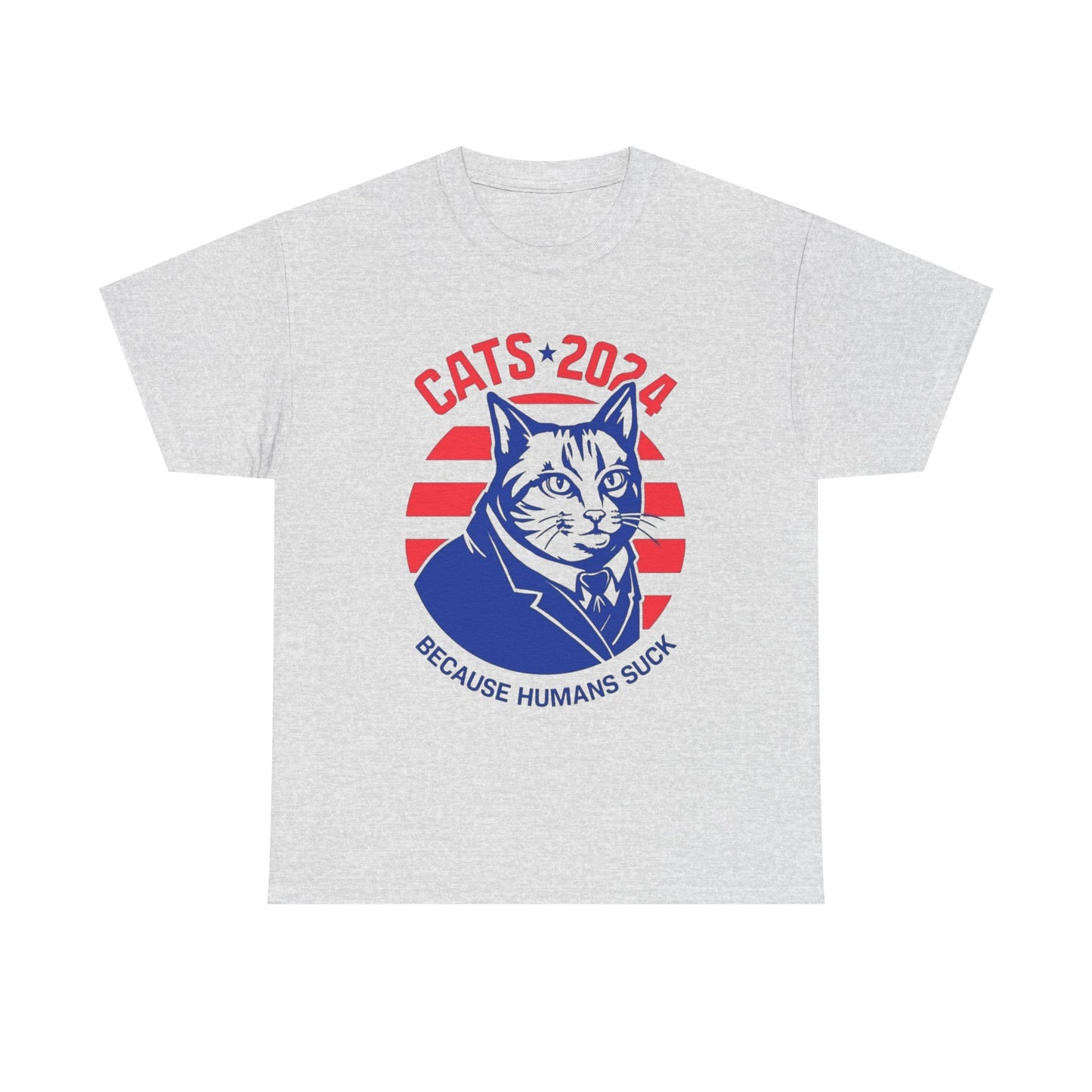 Cats 2024 Funny People Suck Graphic T Shirt Unisex Heavy Cotton Tee NEW