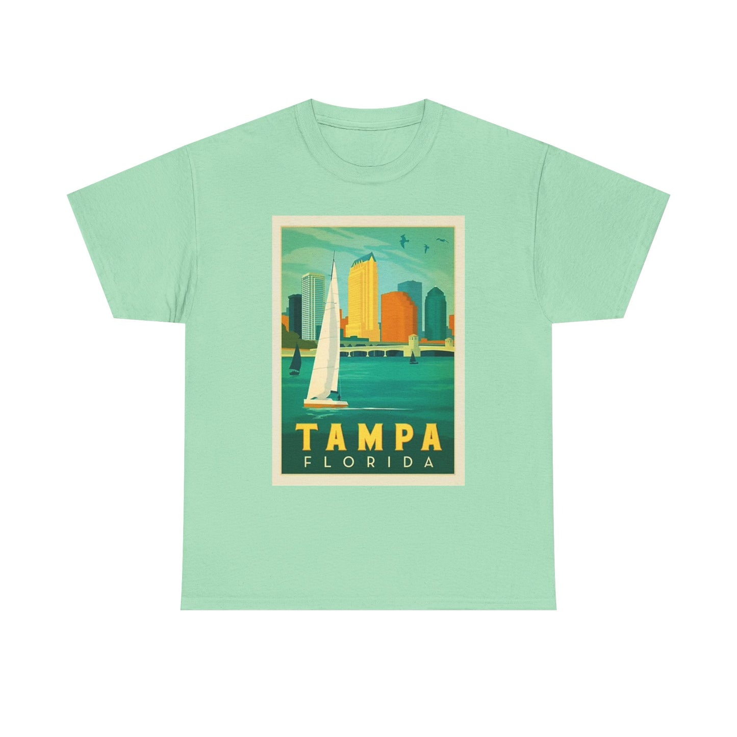 Tampa Florida Graphic T Shirt Vintage Sailing Beach Unisex Heavy Cotton Tee