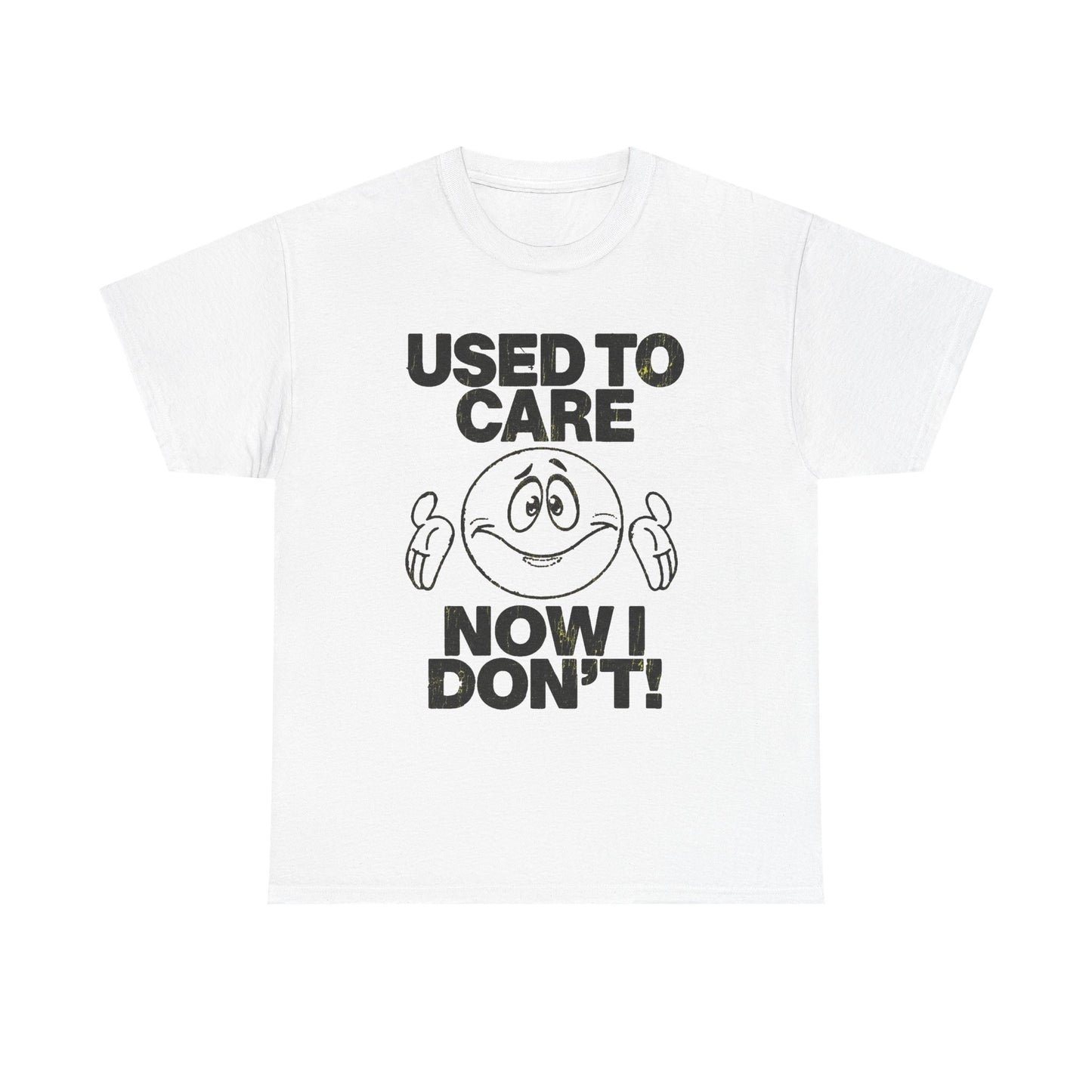 Used To Care Now I Don't Graphic T Shirt Men's Heavy Cotton Tee Funny Retro