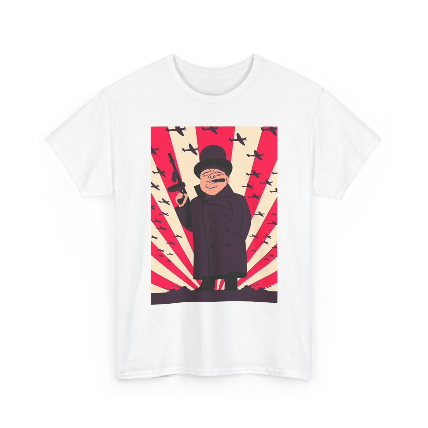 Winston Churchill T Shirt Retro Cartoon Graphic Character Unisex Heavy Cotton