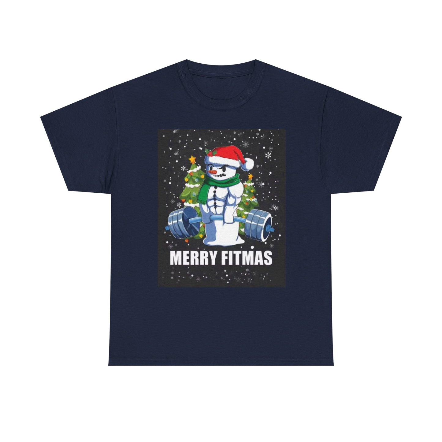 Merry Fitmas Shirt Funny Gym Snowman Christmas Gym Unisex Heavy Cotton Tee