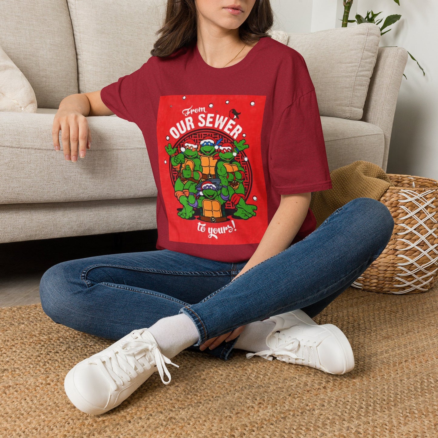 Christmas Turtles Graphic T Shirt Funny Retro Holidays Unisex Softstyle T-Shirt