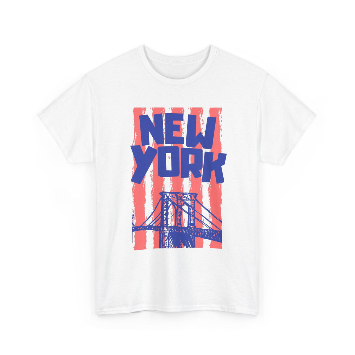 New York City Bridge Graphic T Shirt Men's Classic Retro Heavy Cotton Tee