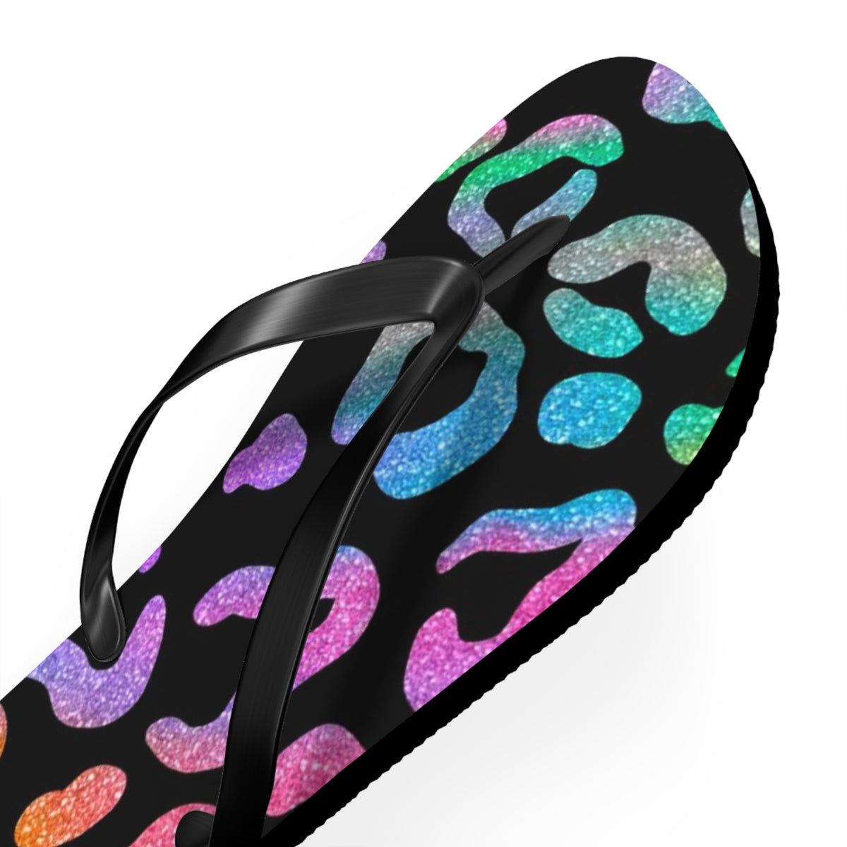 Glitter Cheetah Beach Sandals, Slides for Summer, Flip Flops, Water Resistant