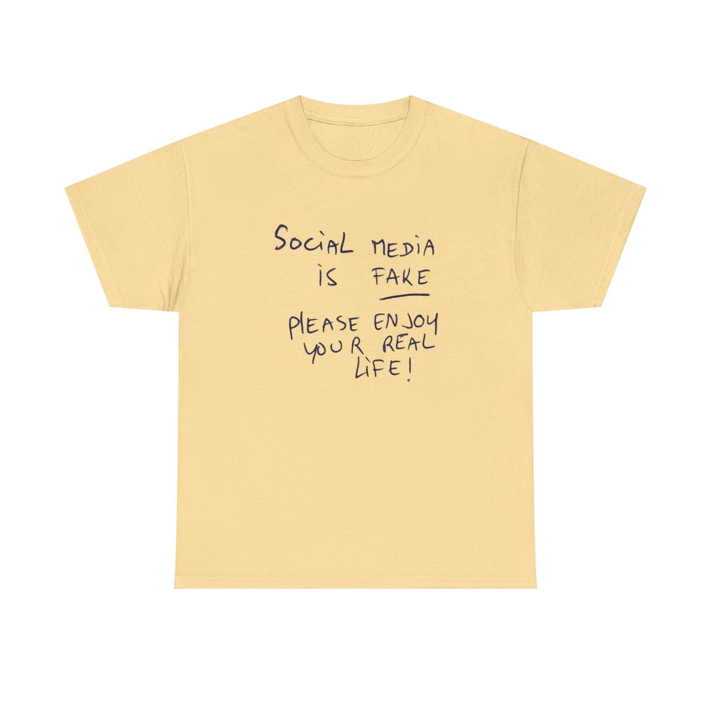 Social Media Is Fake Graphic T Shirt NEW Unisex Heavy Cotton Tee