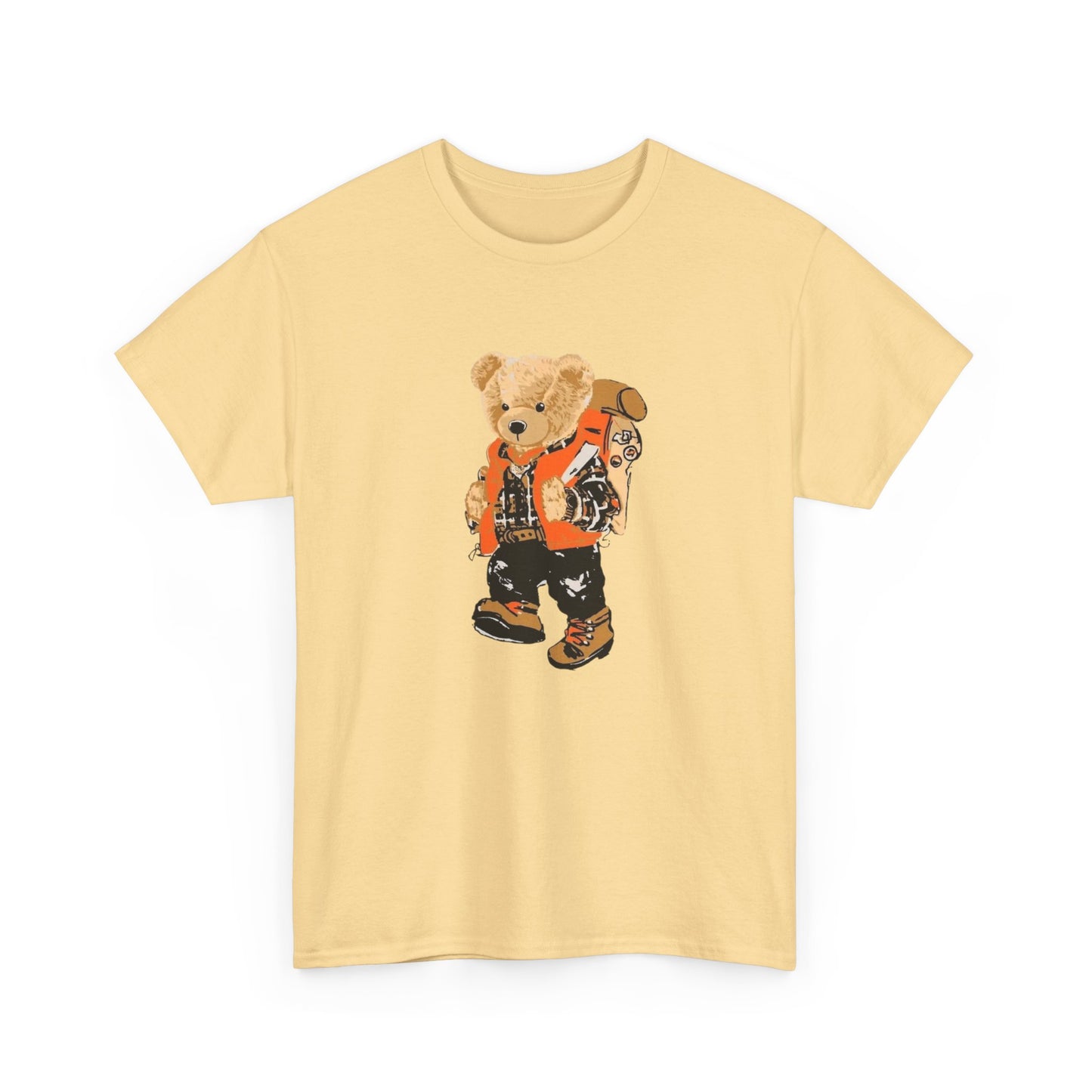 Camping Teddy Bear Graphic T Shirt Unisex Heavy Cotton Tee Gift Vintage