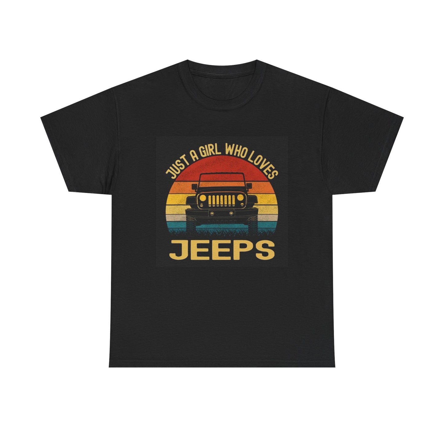 Just A Girl Who Loves Jeeps Tshirt Retro Vibes Unisex Heavy Cotton Tee