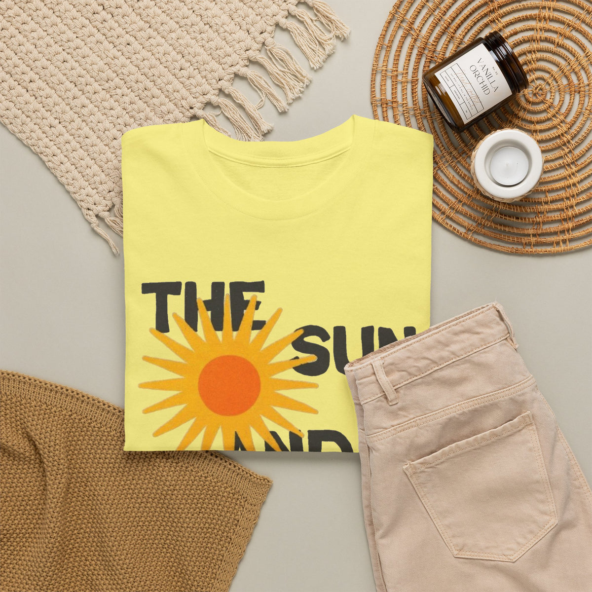 The Sun And The Sea Graphic T Shirt Retro Men's Heavy Cotton Tee
