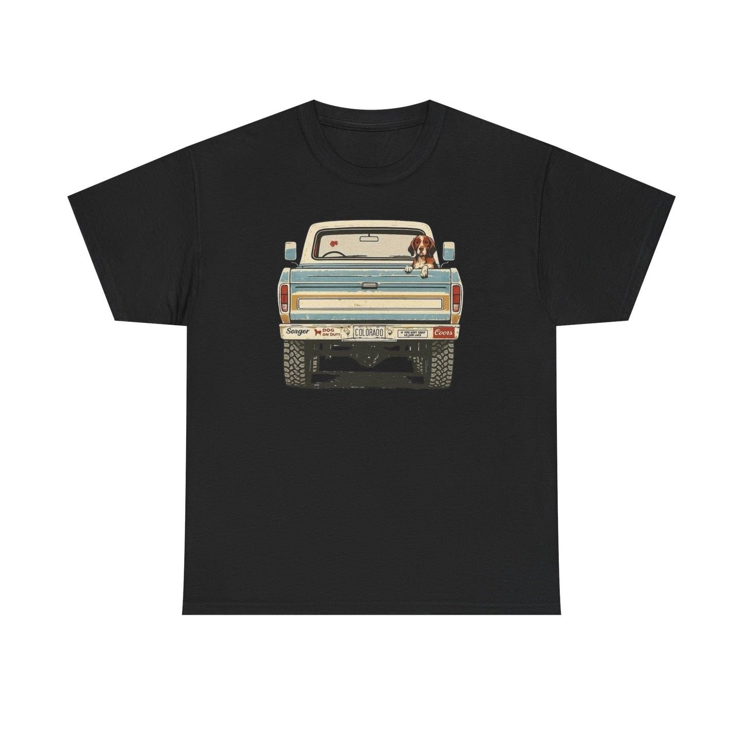 Mans Best Friend In Pickup Truck USA Graphic T Shirt NEW Unisex Heavy Cotton Tee