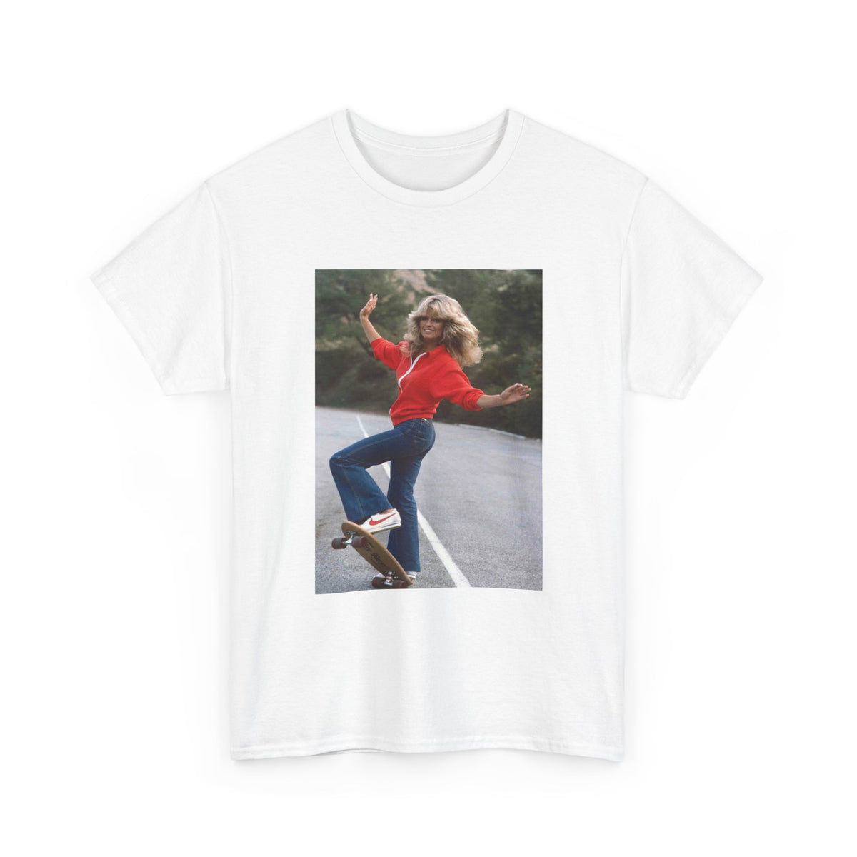 Farrah Fawcett Tshirt Charlies Angels Vintage Model Unisex Heavy Skateboarding