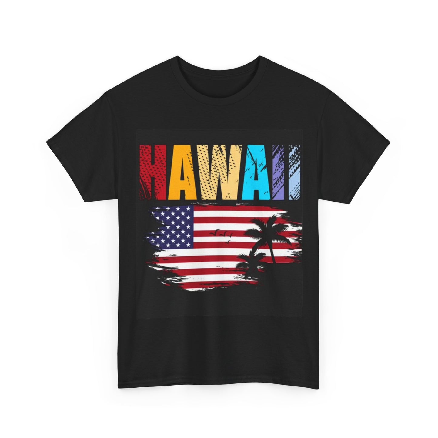 Hawaii Tshirt Hawaiian American Flag Beach USA Unisex Heavy Cotton Tee