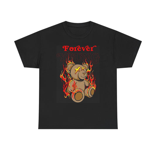 Forever Young Graphic T Shirt Teddy Bear Unisex Heavy Cotton Tee