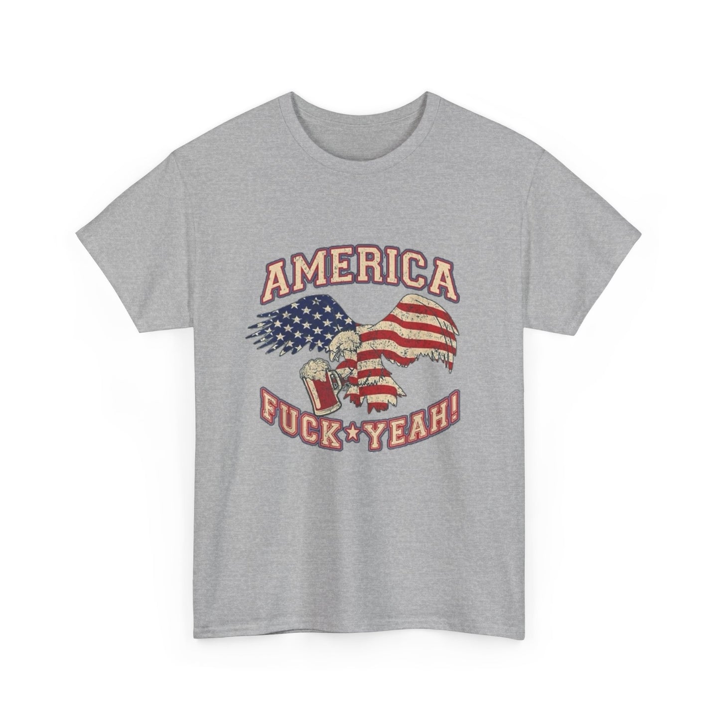 America Hell Yeah Bald Eagles Beer Graphic T Shirt Unisex Heavy Cotton Tee