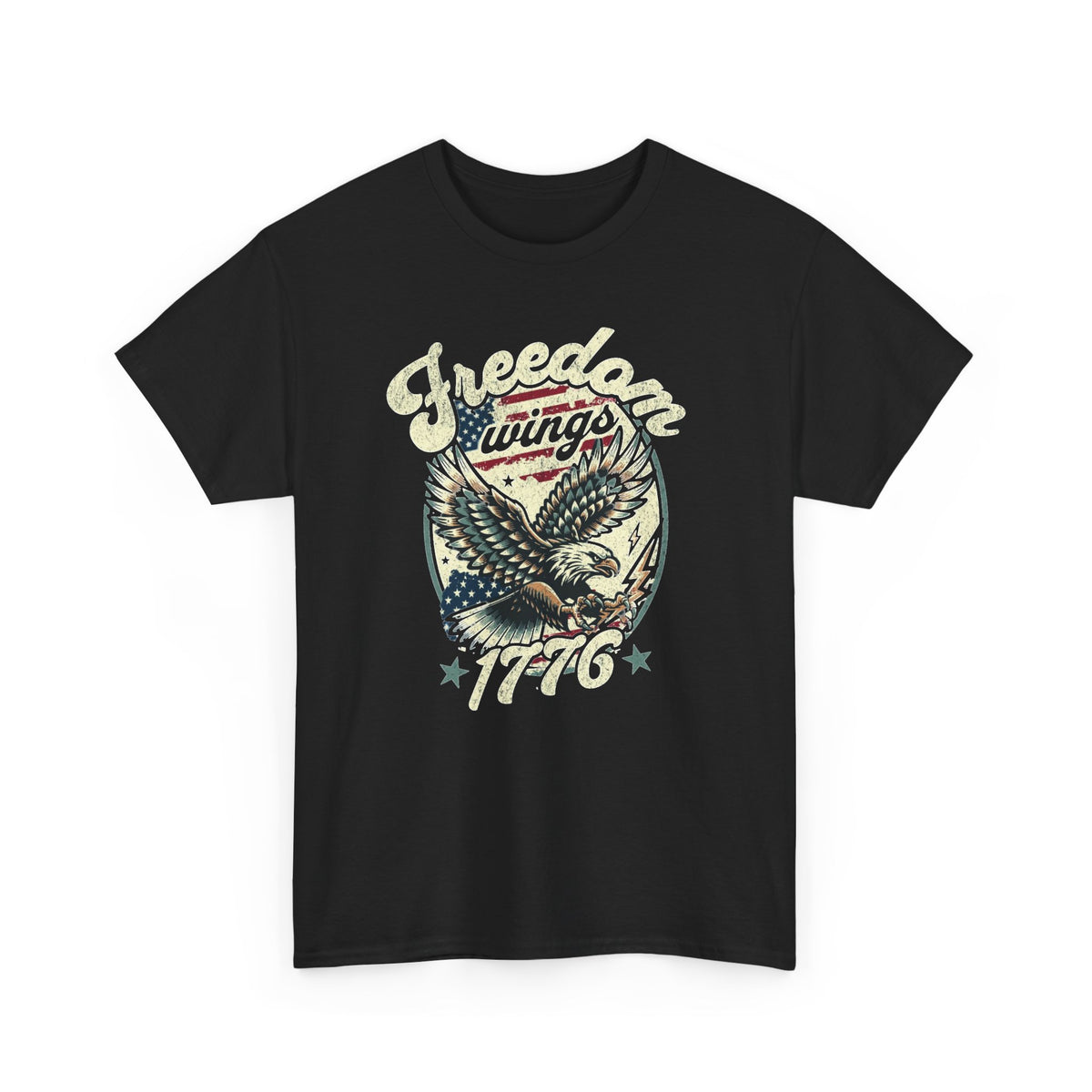 Freedom Wings Graphic T Shirt Men's 1776 USA Heavy Cotton Tee