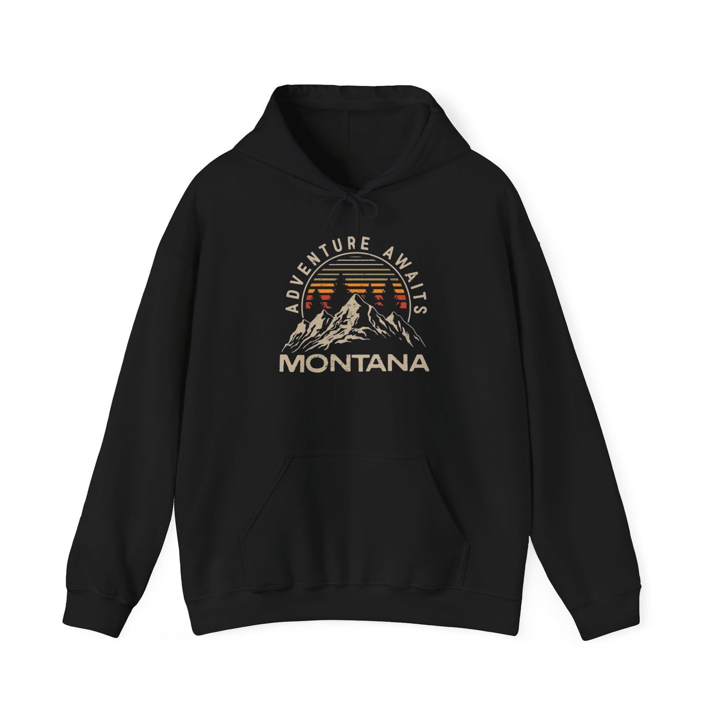 Adventure Awaits In Montana Graphic Hoodie Unisex Heavy Blend™ Hooded Sweatshirt