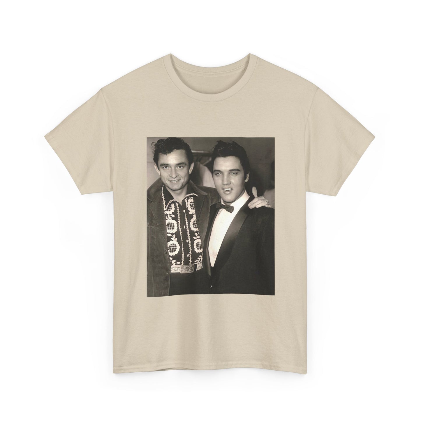 Elvis And Johnny cash shirt vintage graphic art black and white Heavy Cotton