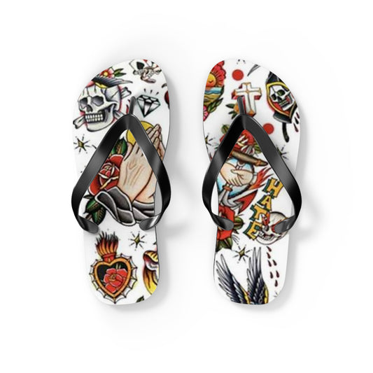 Sailor Jerry Navy Tattoos Sandals, Beach Shoes, Vacation Flip Flops, Pool Slides