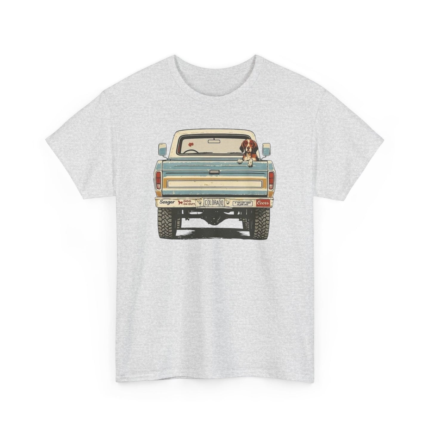 Mans Best Friend In Pickup Truck USA Graphic T Shirt NEW Unisex Heavy Cotton Tee