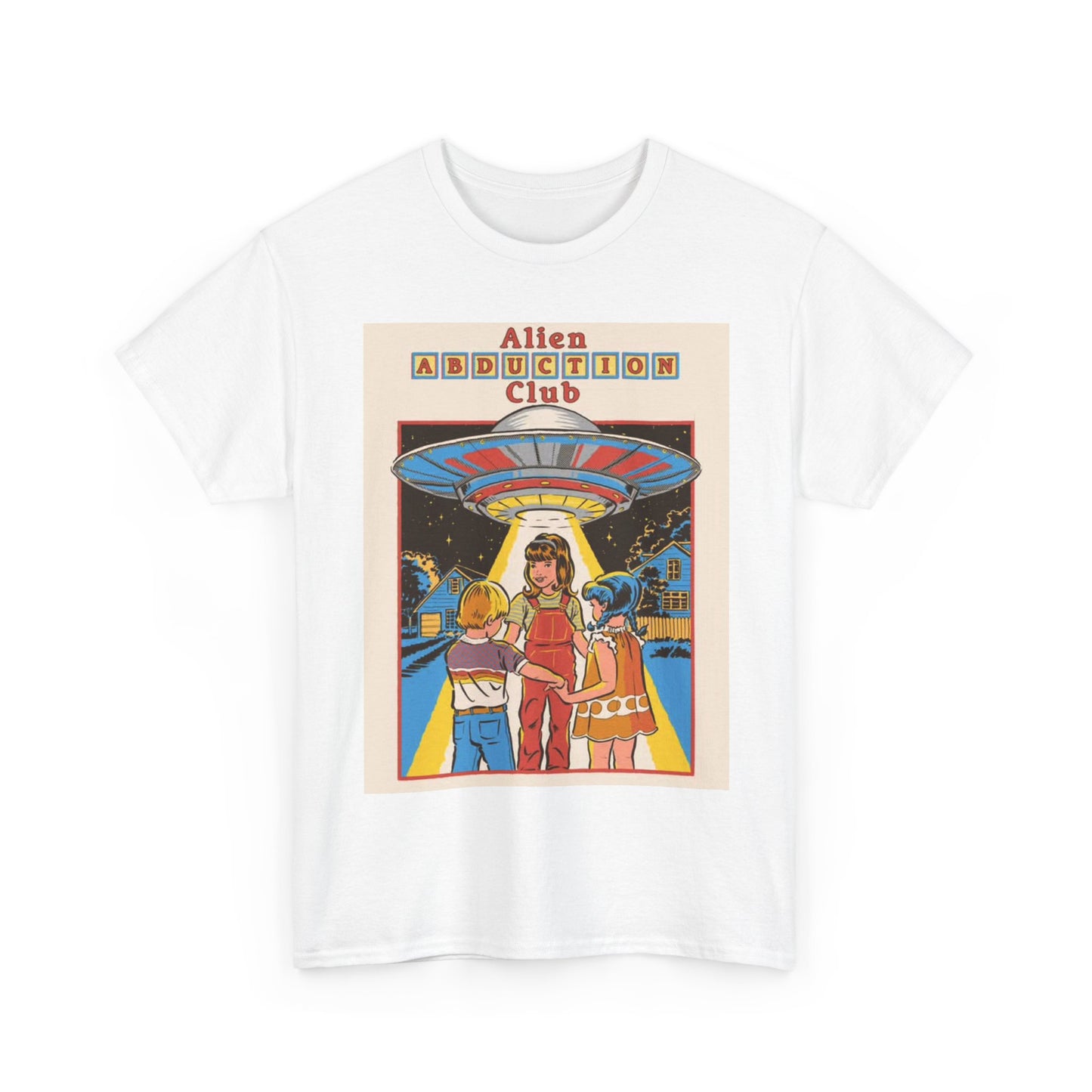 Alien Abduction Tshirt Funny 80s Retro Graphic Unisex Heavy Cotton Tee