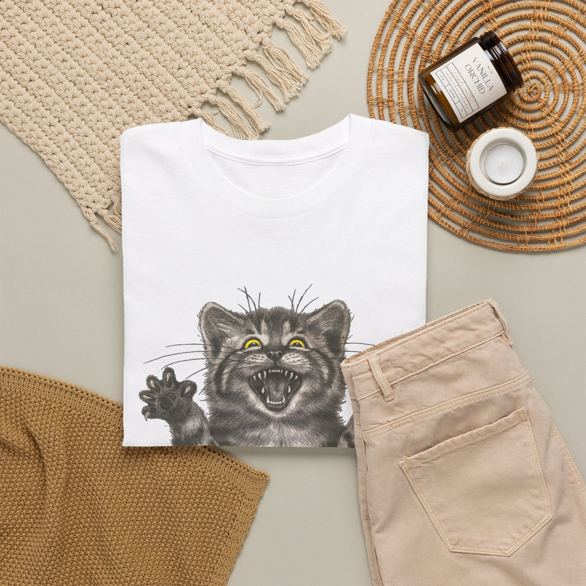Stressed Out Cat Graphic T-Shirt Men's Graphic Tee