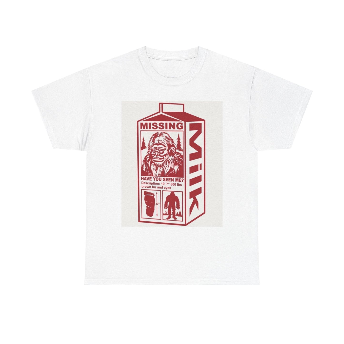 Bigfoot Missing Milk Carton Graphic T Shirt Cotton Tee