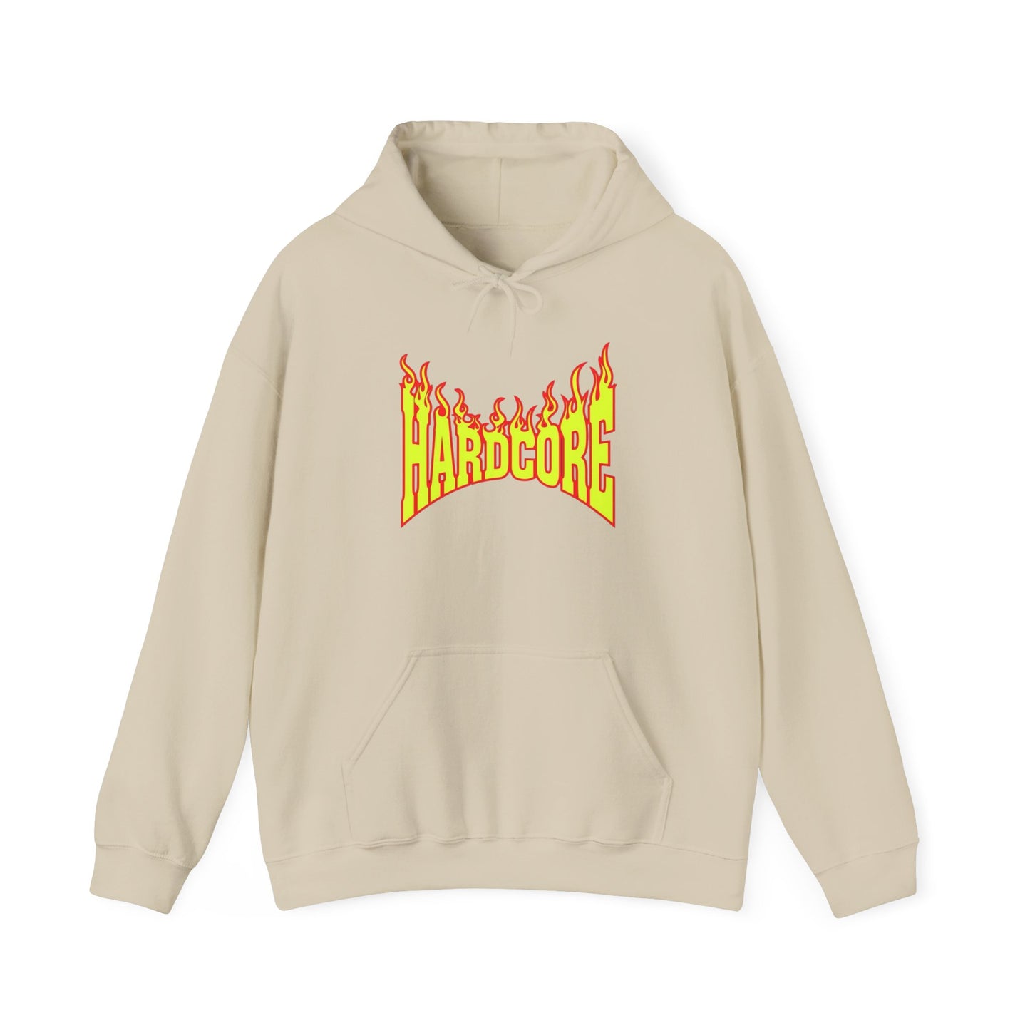 Hardcore Flame Logo Retro Graphic Hoodie Unisex Heavy Blend™ Hooded Sweatshirt