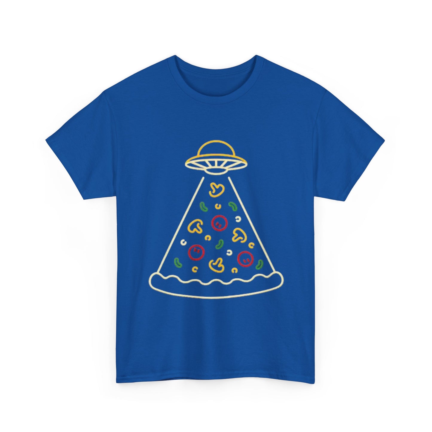 Space Pizza Shirt Funny Aliens One Bite Pizza Graphic Unisex Heavy Cotton Tee