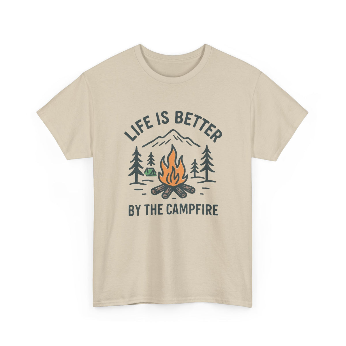 Life Is Better By The Campfire Graphic T Shirt Men's Heavy Cotton Tee