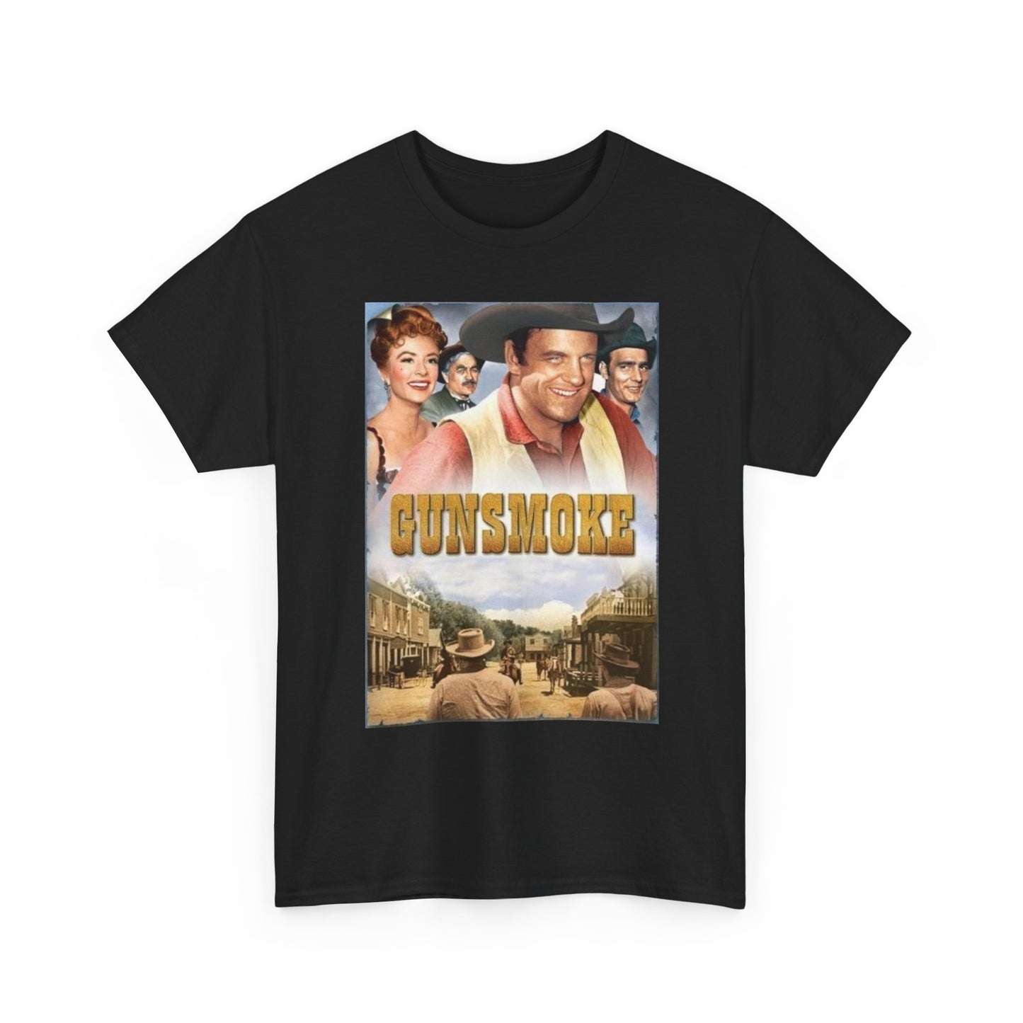 Gun smoke Graphic T Shirt Vintage Western Series Cowboys Unisex Heavy Cotton Tee