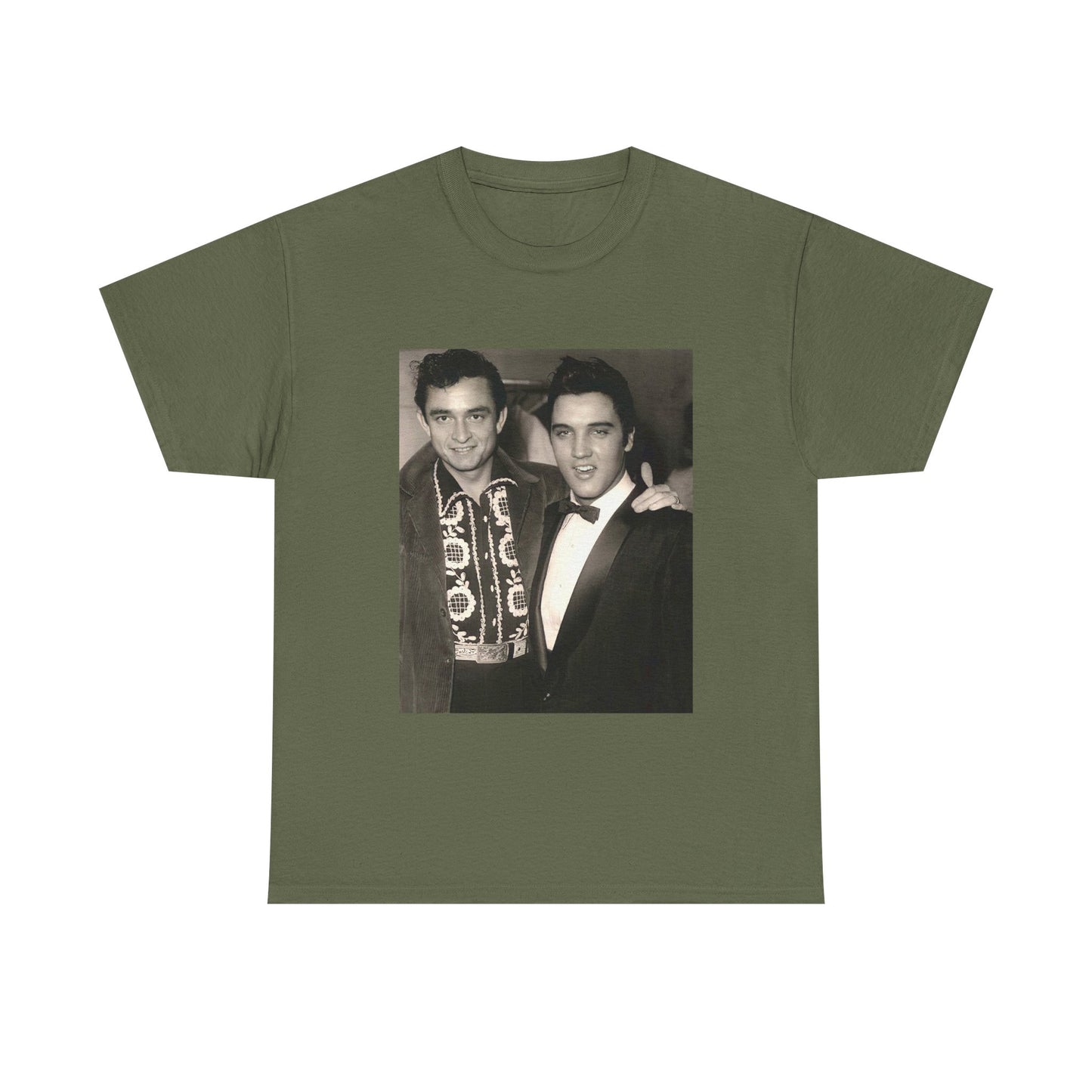 Elvis And Johnny cash shirt vintage graphic art black and white Heavy Cotton