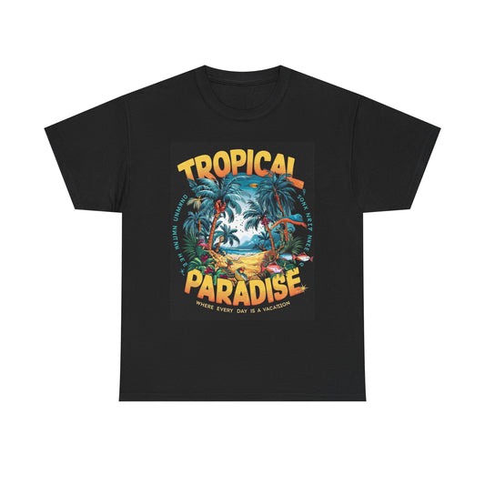 Tropical Paradise Graphic T Shirt Vintage Retro Apparel Heavy Cotton Tee