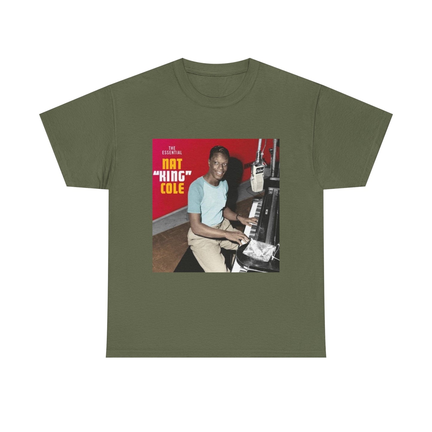 Nat King Cole Tshirt Vintage Piano Concert Poster retro Unisex Heavy Cotton Tee