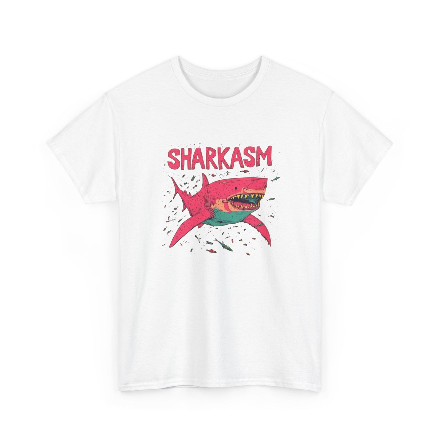 Sharkasm Funny Shark Week Graphic T Shirt NEW ADULT Unisex Heavy Cotton Tee