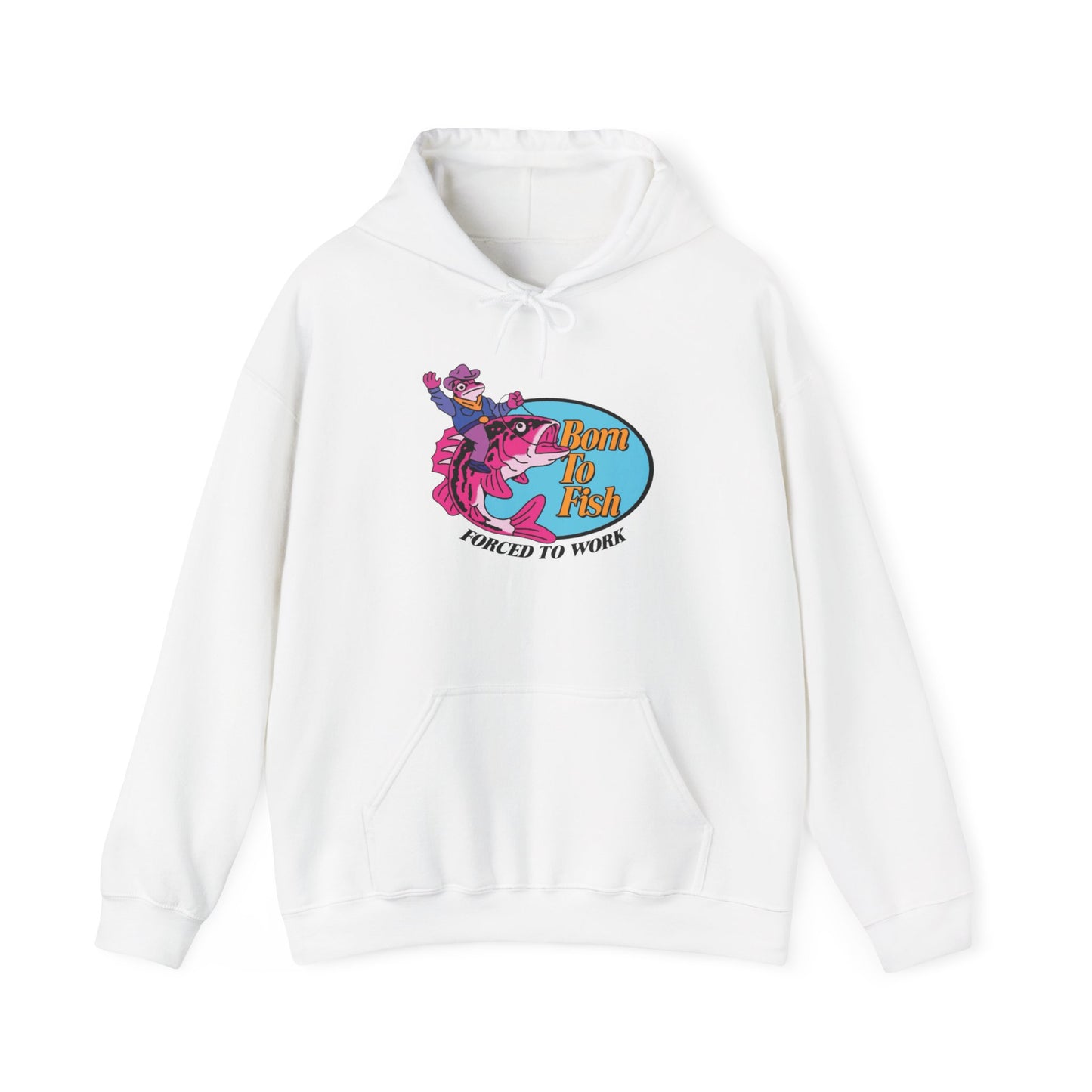 Born To Fish Forced To Work Graphic Hoodie Heavy Blend Sweatshirt NEW
